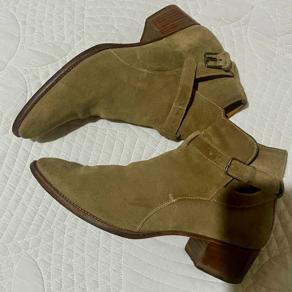YSL SAINT LAURENT Wyatt Jodphur Suede Mid Heel Boots - Picture 2 of 6